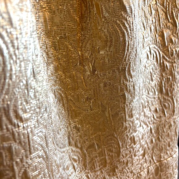 BCBG Gold Brocade Mini Dress – Adjustable Straps, Fully Lined, Elegant Cutout 4 - Picture 4 of 11